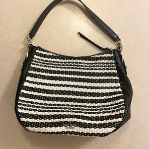 Kate Spade New York Cobble Hill Mylie Straw Shoulder Bag (Black/Cement)